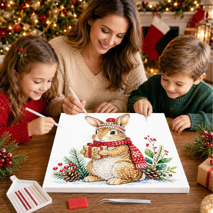Bunny with a Wrapped Gift pearl painting – image 15