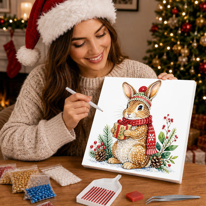 Bunny with a Wrapped Gift pearl painting – image 16