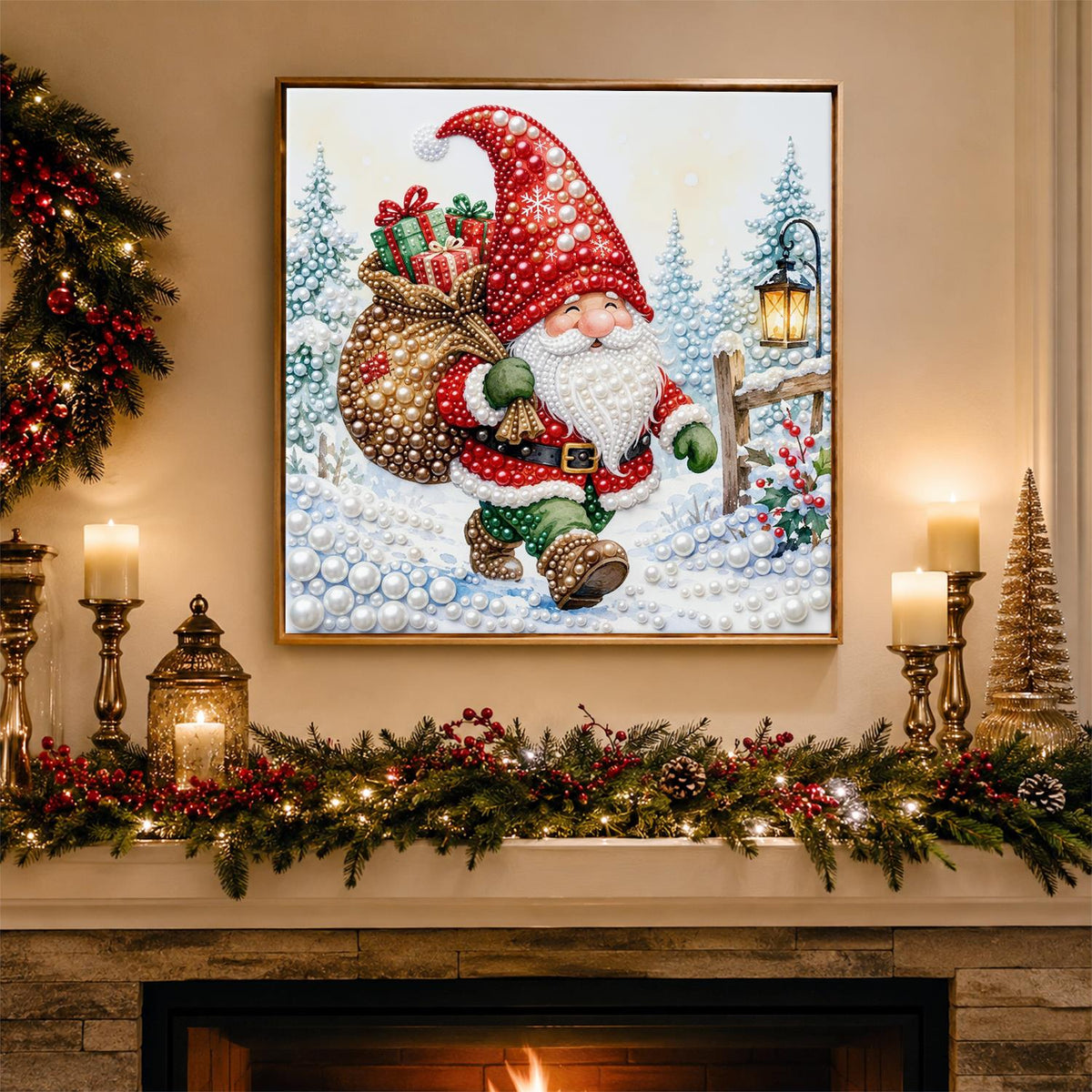 Gnome Hauling a Gift Sack pearl painting – image 3