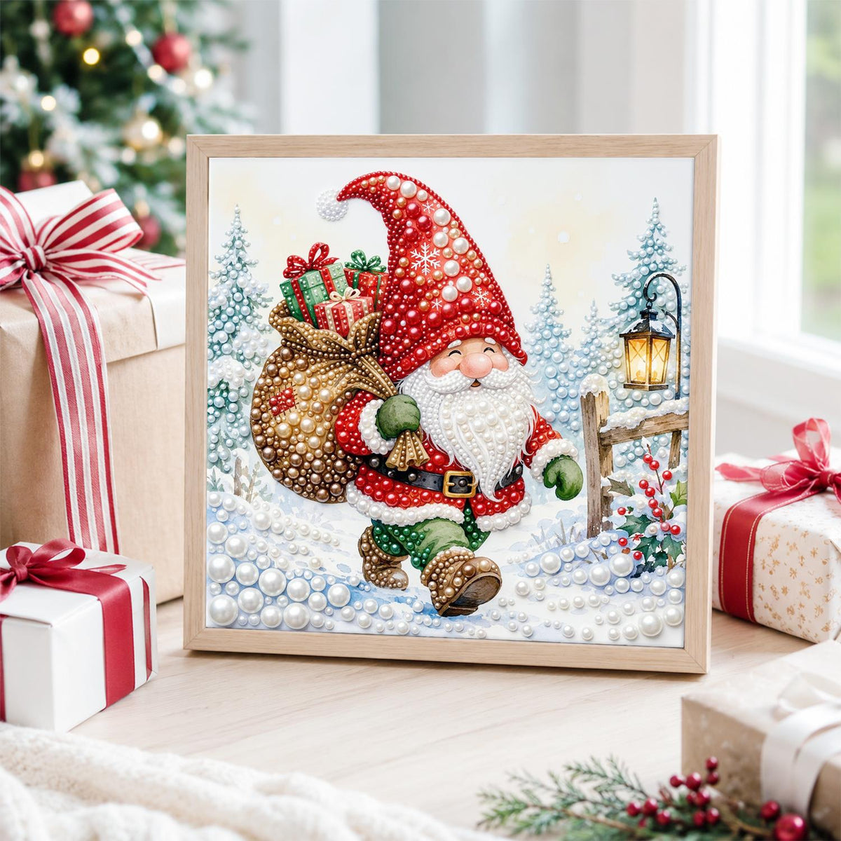 Gnome Hauling a Gift Sack pearl painting – image 4