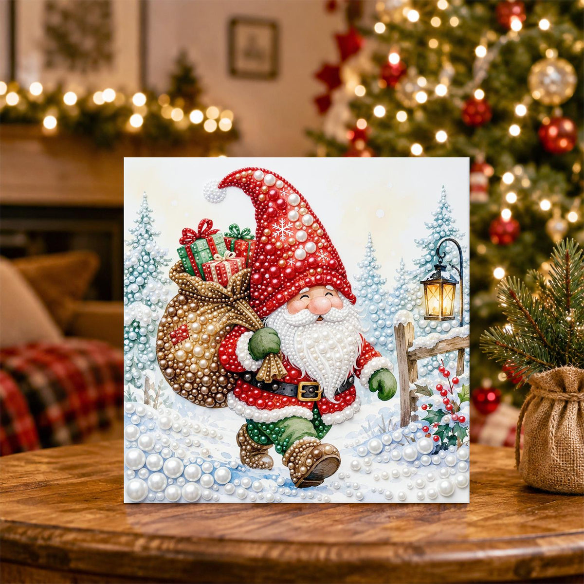 Gnome Hauling a Gift Sack pearl painting – image 5