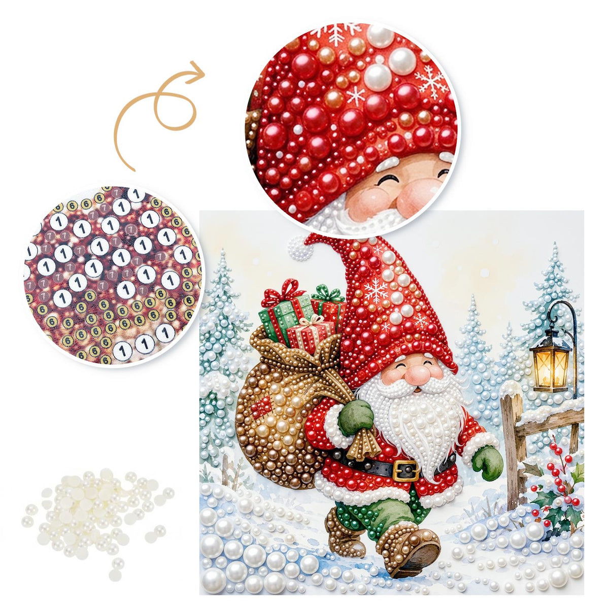 Gnome Hauling a Gift Sack pearl painting – image 6