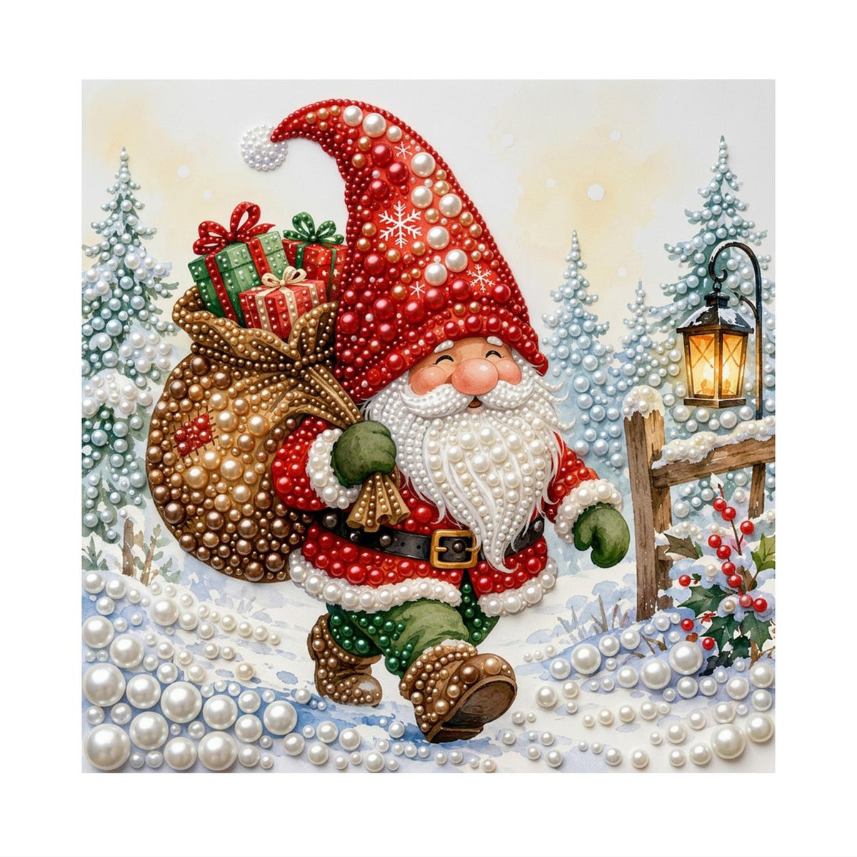 Gnome Hauling a Gift Sack pearl painting – image 11