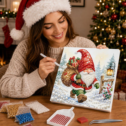 Gnome Hauling a Gift Sack pearl painting – image 16