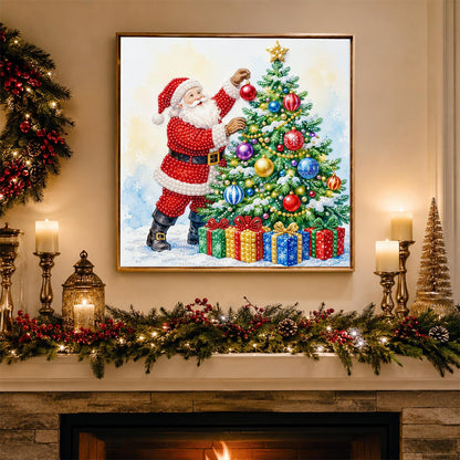 Santa Trimming the Tree pearl painting – image 3