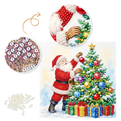 Santa Trimming the Tree pearl painting – image 6