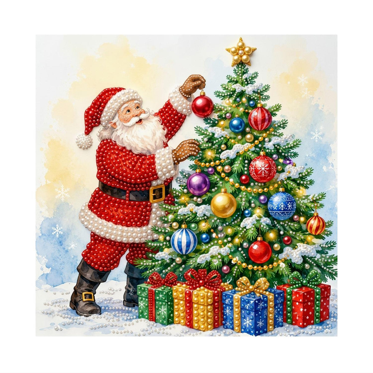 Santa Trimming the Tree pearl painting – image 11