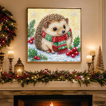 Hedgehog in a Striped Scarf pearl painting – image 3