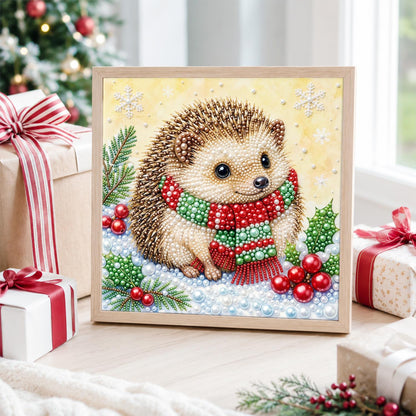 Hedgehog in a Striped Scarf pearl painting – image 4