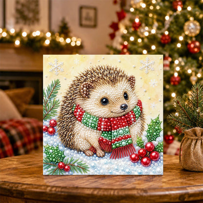 Hedgehog in a Striped Scarf pearl painting – image 5