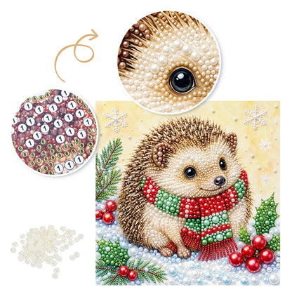 Hedgehog in a Striped Scarf pearl painting – image 6