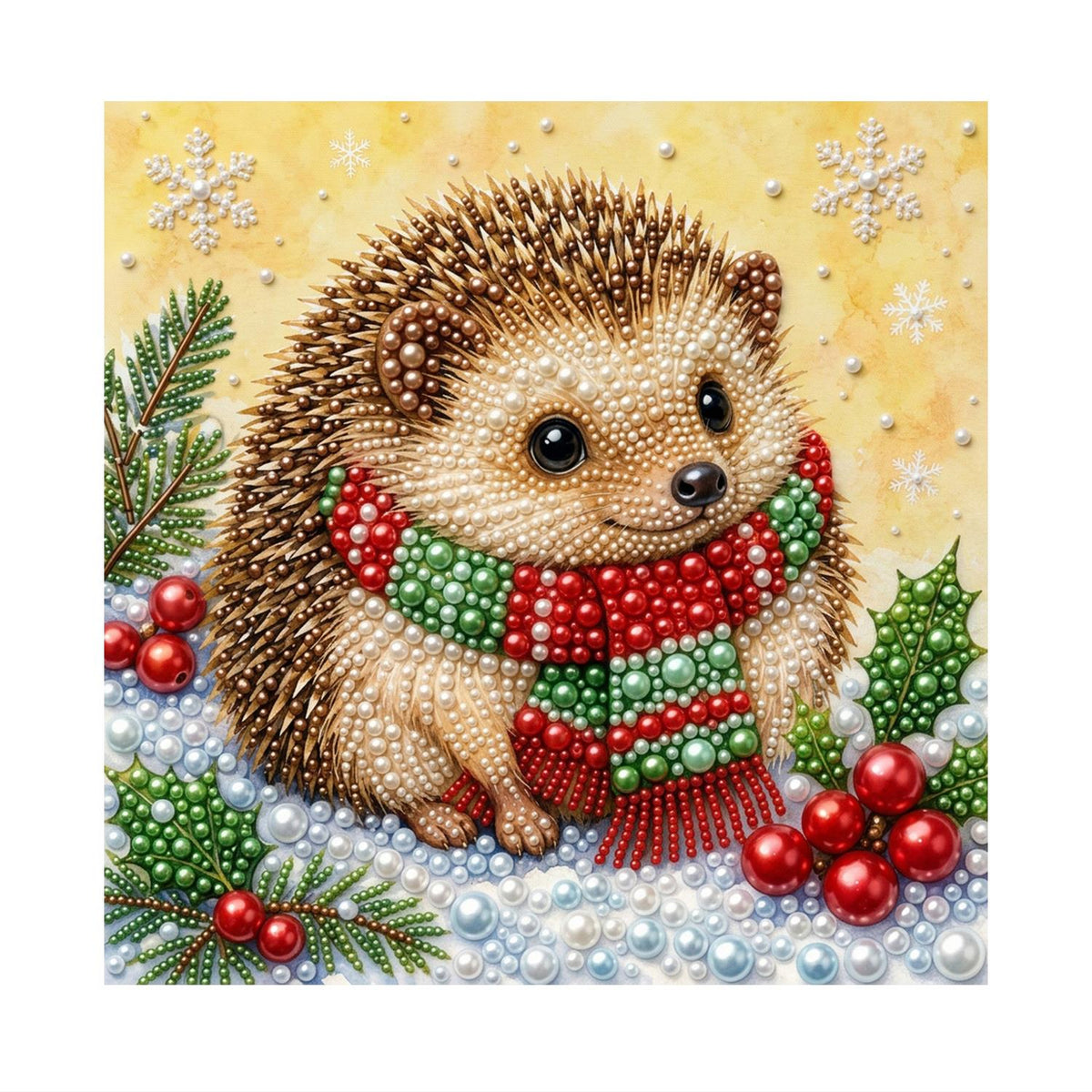 Hedgehog in a Striped Scarf pearl painting – image 11