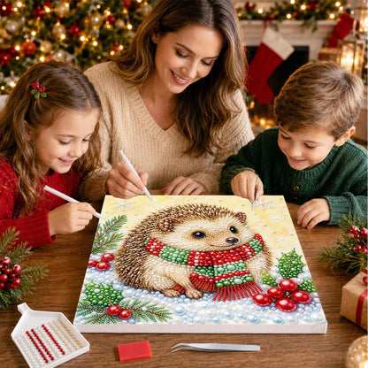 Hedgehog in a Striped Scarf pearl painting – image 15