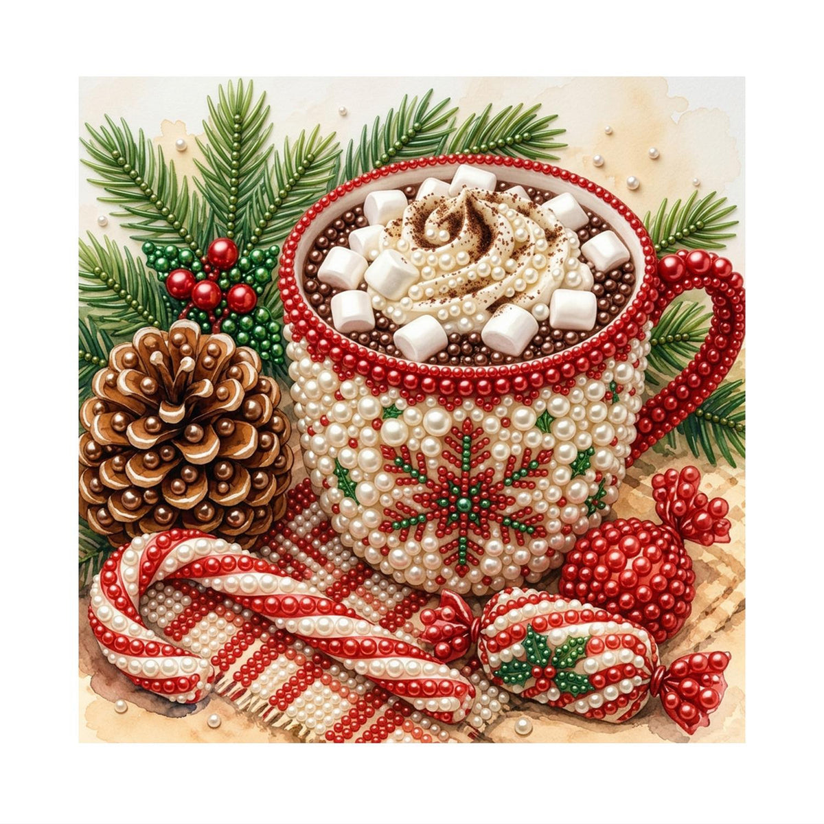 Marshmallow Cocoa and Candy Canes pearl painting – image 11