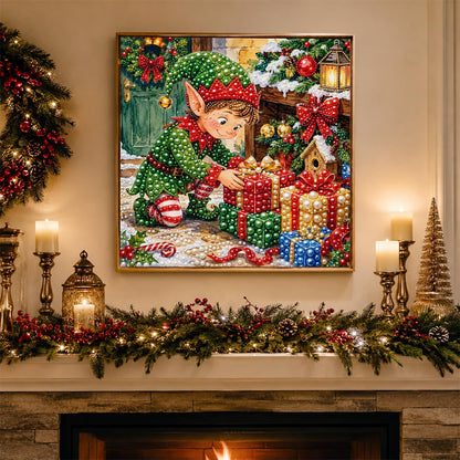 Elf Stacking Christmas Gifts pearl painting – image 3