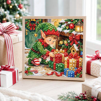 Elf Stacking Christmas Gifts pearl painting – image 4