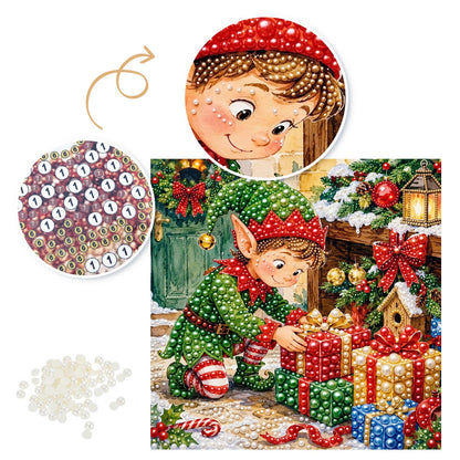 Elf Stacking Christmas Gifts pearl painting – image 6