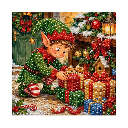 Elf Stacking Christmas Gifts pearl painting – image 11