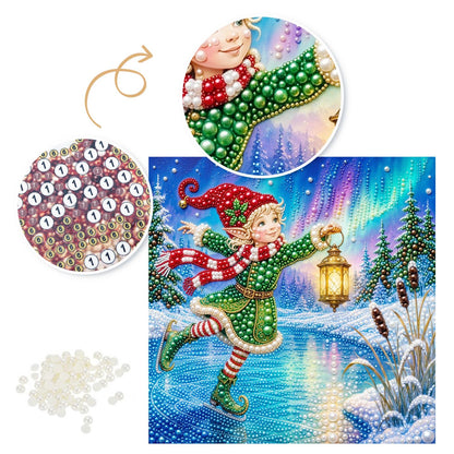 Christmas Elf Skating pearl painting – image 6