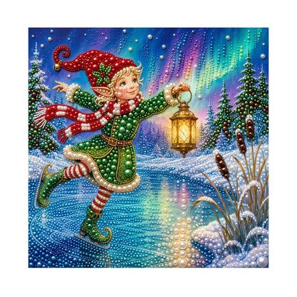 Christmas Elf Skating pearl painting – image 11