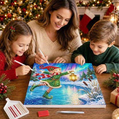 Christmas Elf Skating pearl painting – image 15