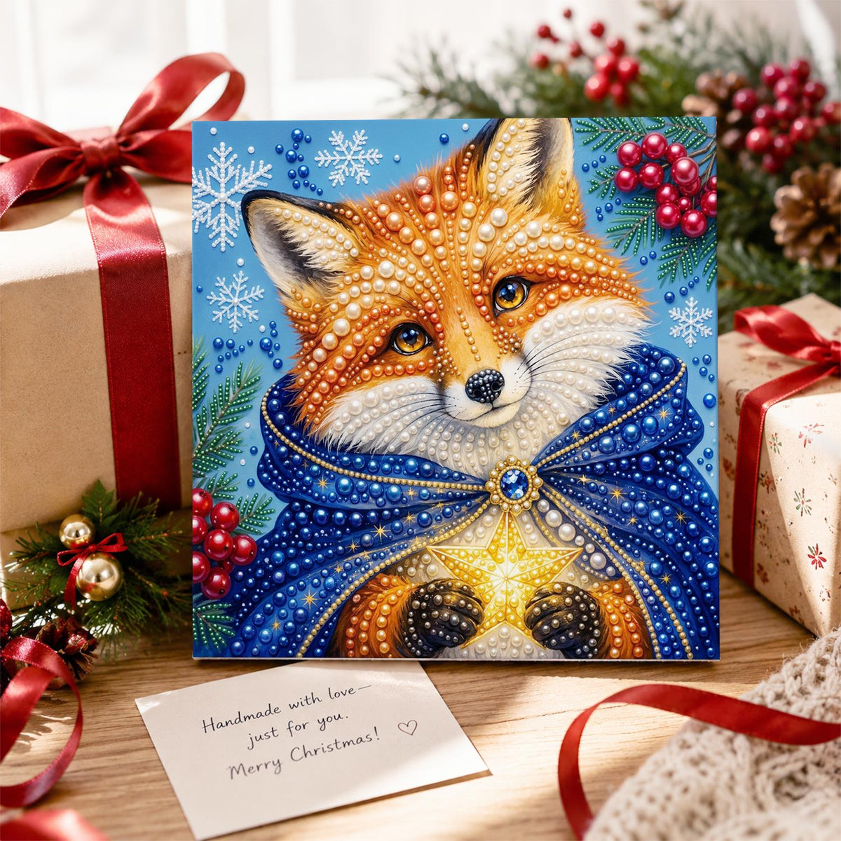 Fox in a Starry Blue Cloak pearl painting – image 2