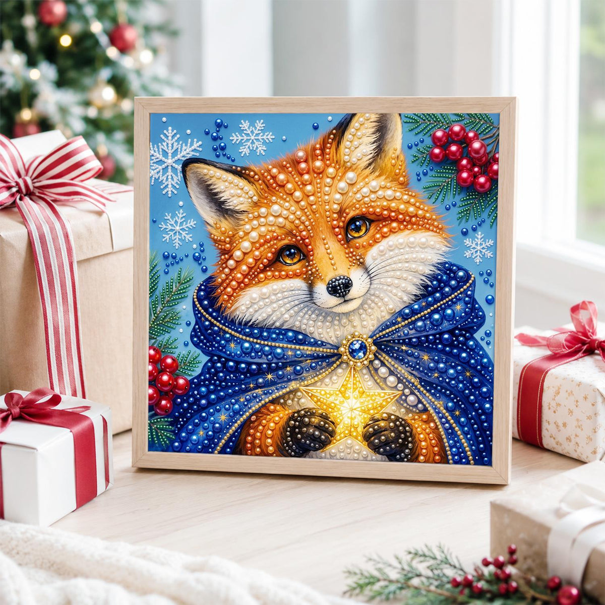 Fox in a Starry Blue Cloak pearl painting – image 4