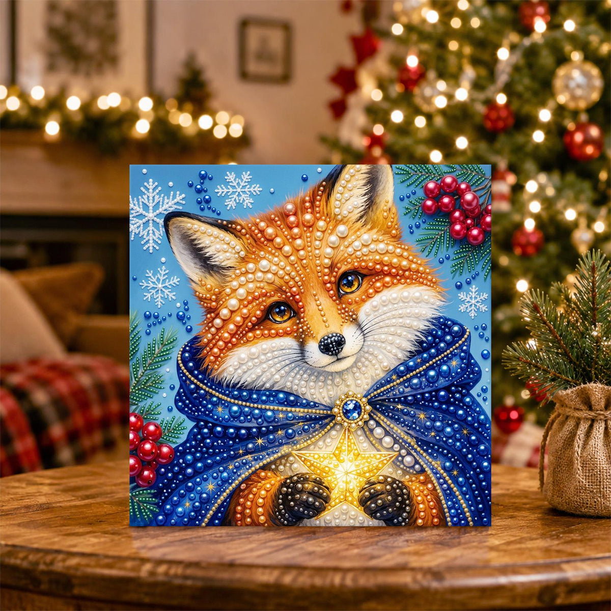 Fox in a Starry Blue Cloak pearl painting – image 5