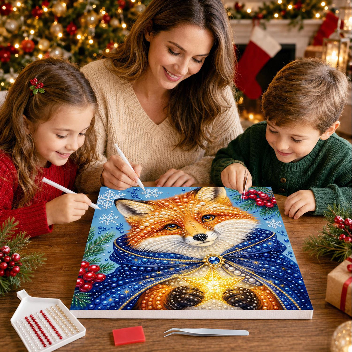 Fox in a Starry Blue Cloak pearl painting – image 15