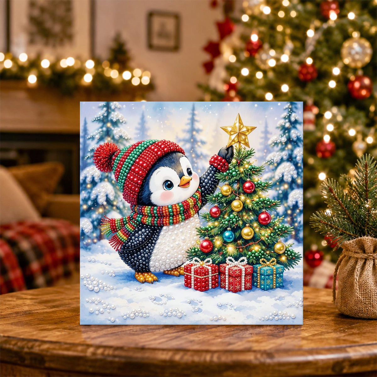 Penguin Topping the Tree pearl painting – image 5