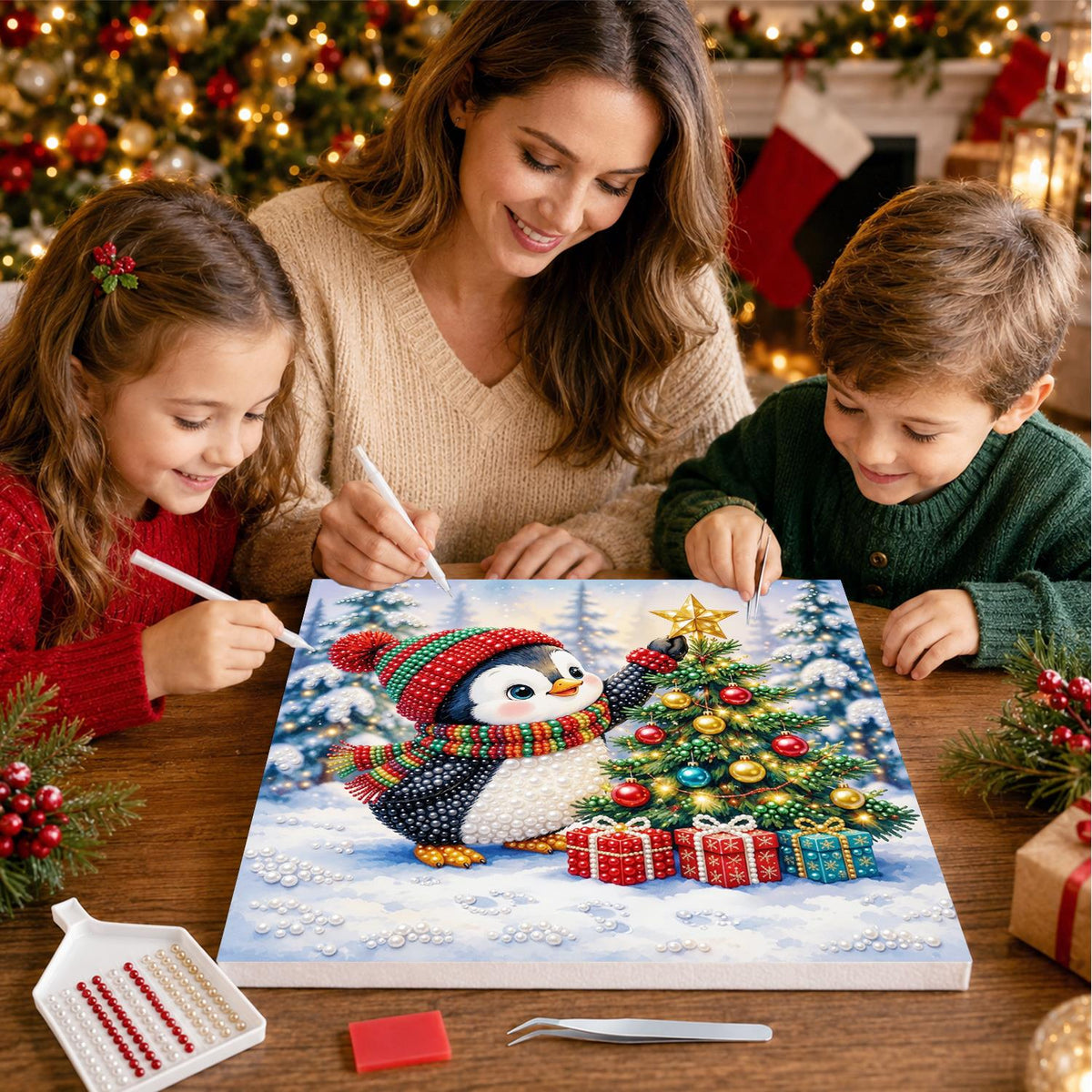 Penguin Topping the Tree pearl painting – image 15