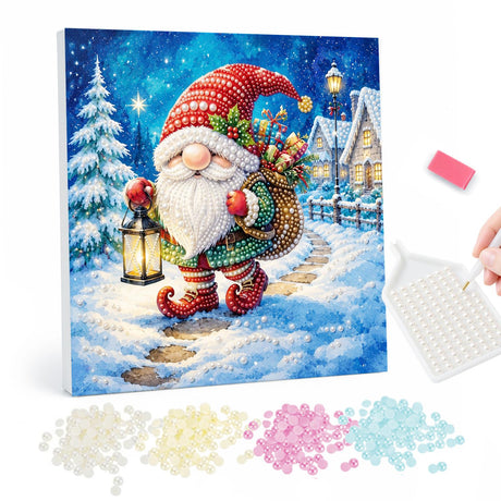 Santa’s Snowy Christmas Village pearl painting – image 1