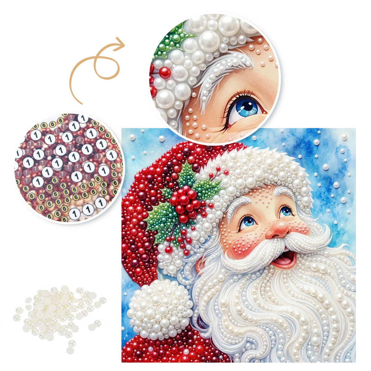 Laughing Santa with Holly Hat pearl painting – image 6