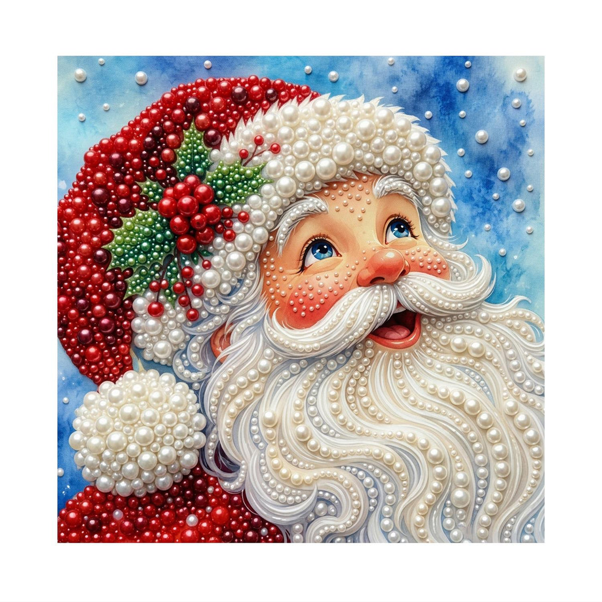 Laughing Santa with Holly Hat pearl painting – image 11