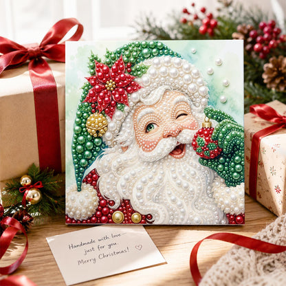 Winking Santa in a Green Hat pearl painting – image 2