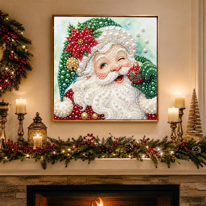 Winking Santa in a Green Hat pearl painting – image 3