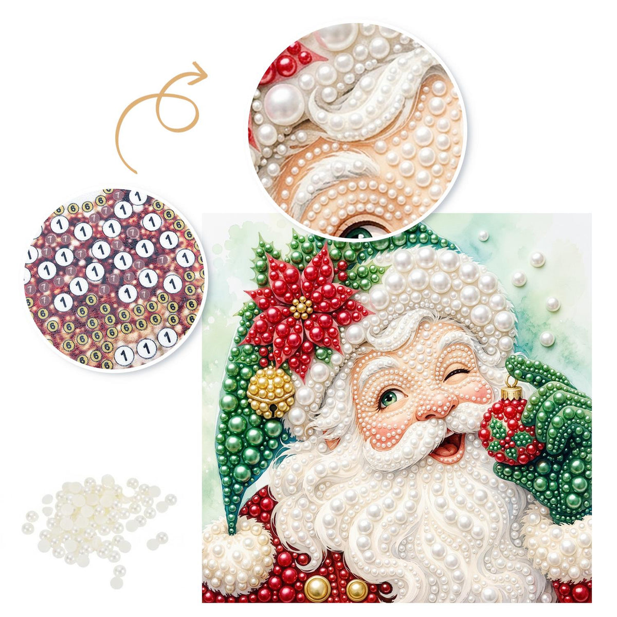 Winking Santa in a Green Hat pearl painting – image 6