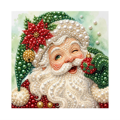 Winking Santa in a Green Hat pearl painting – image 11
