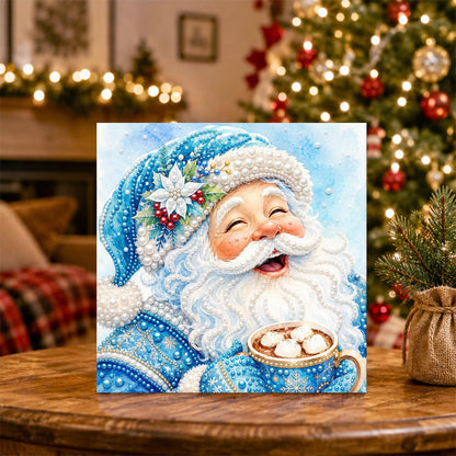 Blue-Robed Santa with Cocoa pearl painting – image 5