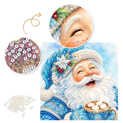 Blue-Robed Santa with Cocoa pearl painting – image 6