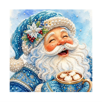 Blue-Robed Santa with Cocoa pearl painting – image 11