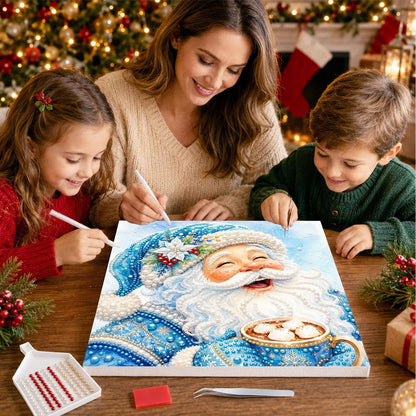 Blue-Robed Santa with Cocoa pearl painting – image 15