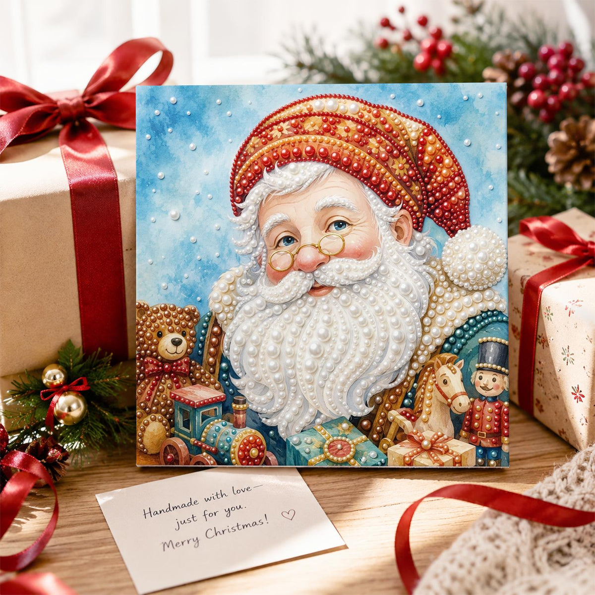 Santa with Spectacles and Toys pearl painting – image 2