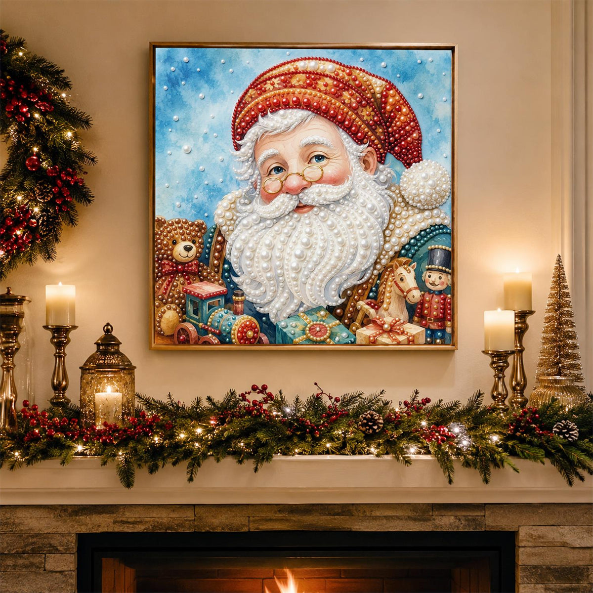 Santa with Spectacles and Toys pearl painting – image 3