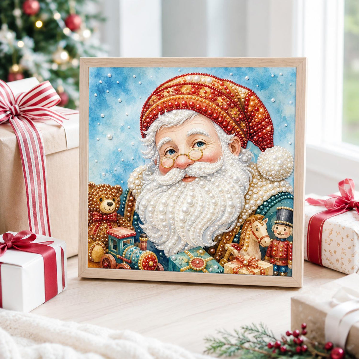 Santa with Spectacles and Toys pearl painting – image 4