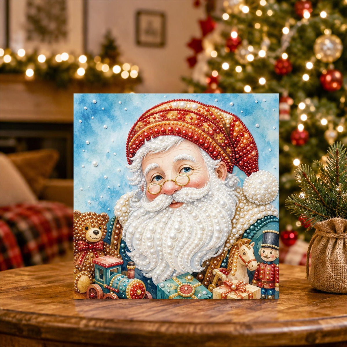 Santa with Spectacles and Toys pearl painting – image 5
