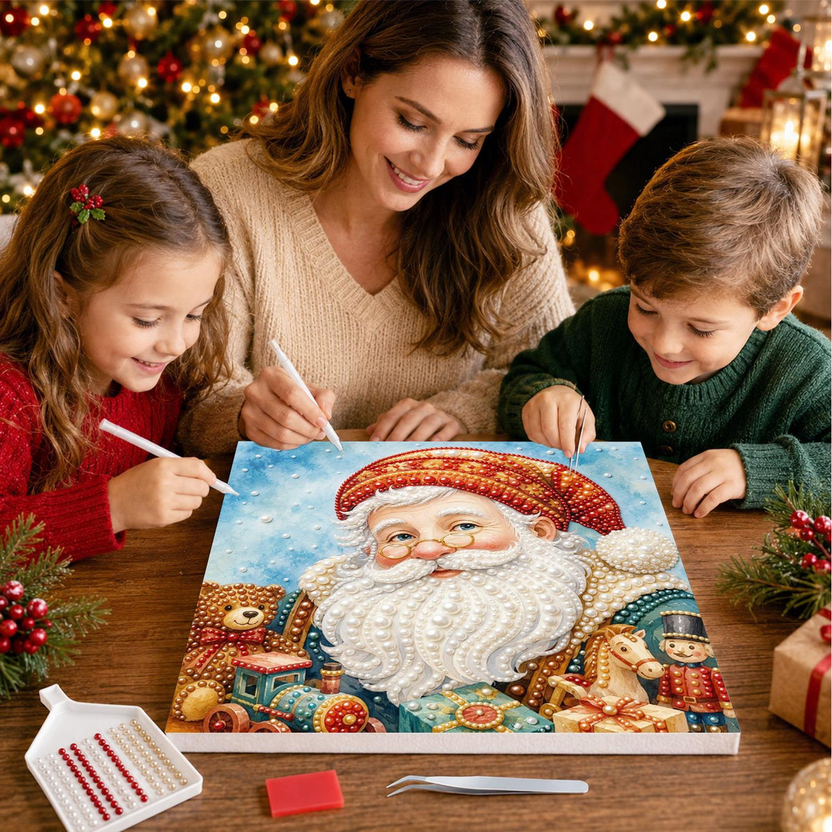 Santa with Spectacles and Toys pearl painting – image 15