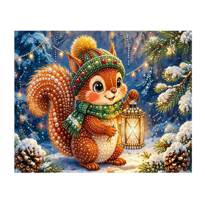 Lantern-Lit Squirrel in the Snow pearl painting – image 11