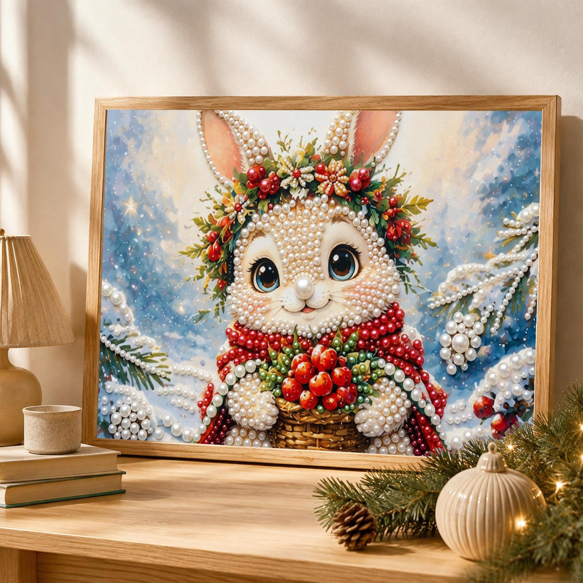 Bunny with a Berry Basket pearl painting – image 4