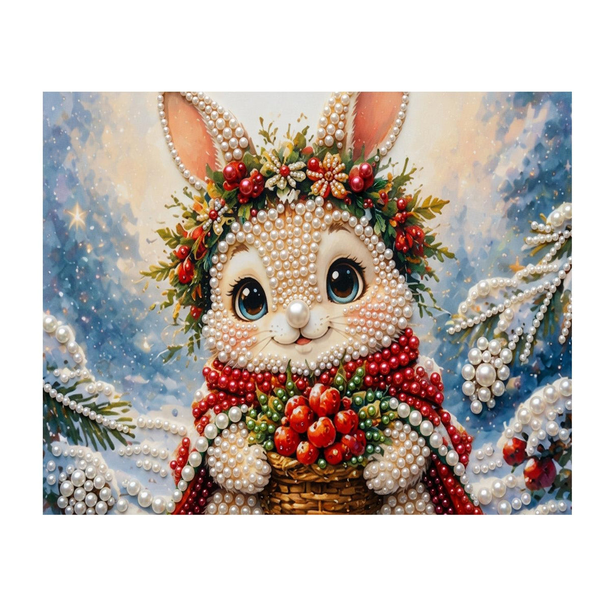 Bunny with a Berry Basket pearl painting – image 11